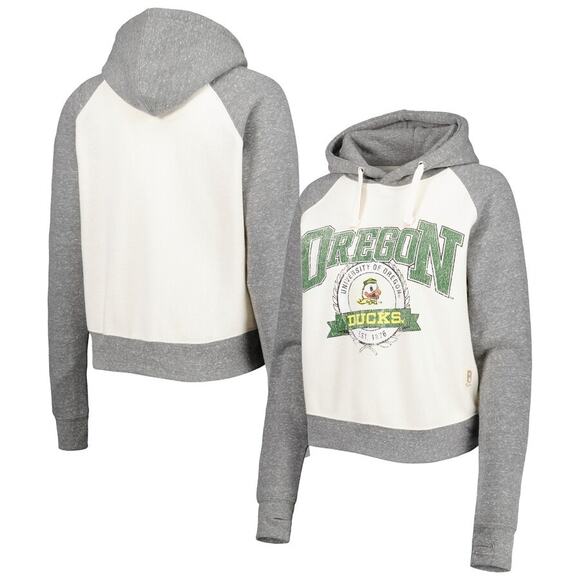 Pressbox Oregon Ducks Cody Tri-Bend Raglan Fleece Hoodie Women's Size M - Picture 2 of 13